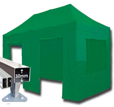 Crocodile Trading 3M X 6M Trader-Max 30 Commercial Instant Shelter Pop Up Gazebos FrameCanopy & SidesGreen from B&Q