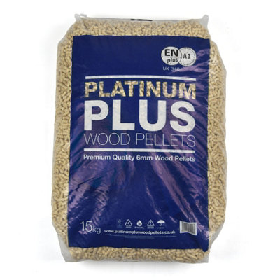 Platinum Plus Wood Pellets 15Kg Bag Certified Enplus A1 Pizza Oven & Biomass Fuel from B&Q