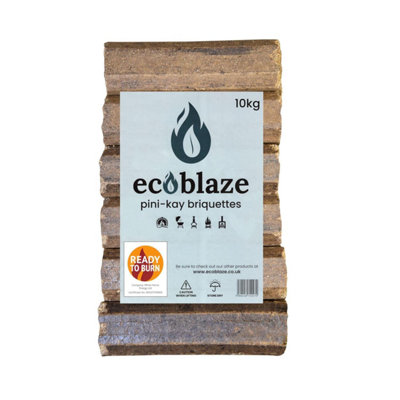 Ecoblaze Pini-Kay Wood 12 Briquettes 10Kg Bag For Wood BurnersPizza Oven & Bbq from B&Q