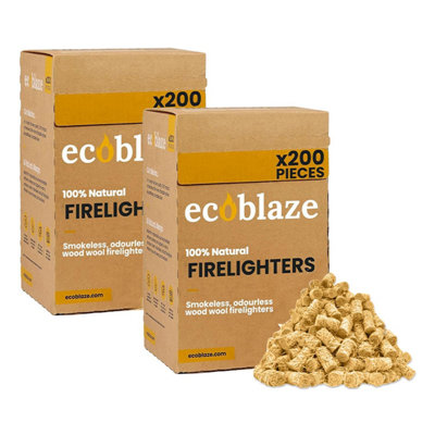 Ecoblaze Natural Firelighters (Box Of 200) Wood Wool For Pizza Oven2 Pack from B&Q