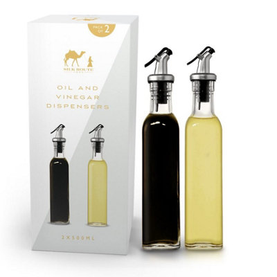Silk Route Home Oil & Vinegar Dispenser Set of 2 – 500ml Glass Bottles - Image 3