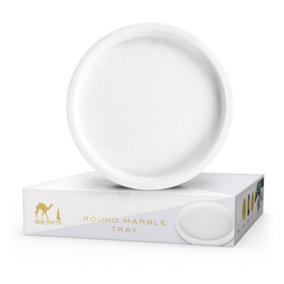  - Silk Route Home White Round Marble Vanity Tray