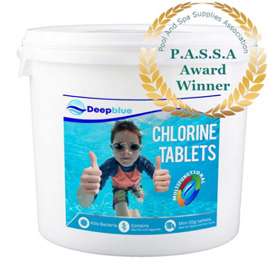 Deep Blue Pro  Multifunctional Mini 20G Hot Tub Chlorine Tablets 5Kg Spa Hottub With Floating Dispenser. Stabilised Clarifier Alg from B&Q