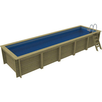 Plastica Nazca 8M X 2M Wooden Pool Package With ArgonautEndurance Filtration And Swimmaster Counter Current With Patterned Line from B&Q