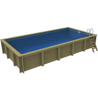 Plastica Nazca 8M X 4M Wooden Pool Package With ArgonautEndurance Filtration And Swimmaster Counter Current With Patterned Line from B&Q