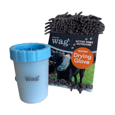 Henry Wag Pet Paw Cleaner & Drying Glove Combo from B&Q