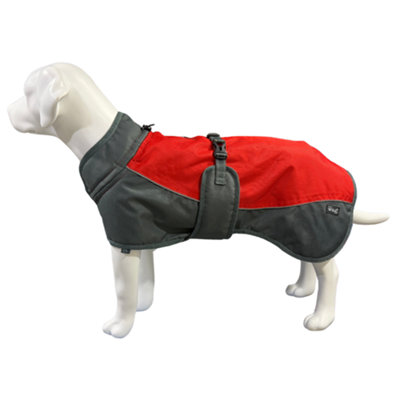 Henry Wag Waterproof Dog CoatRed And Grey Size Large from B&Q