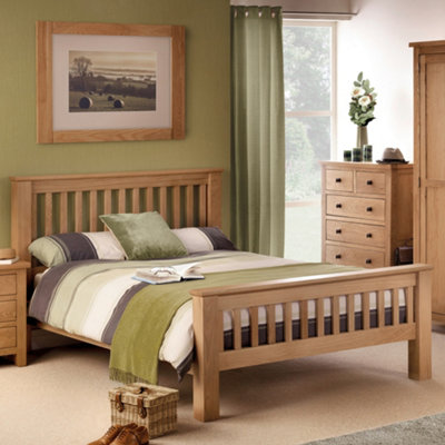 Julian Bowen Amsterdam Solid Oak/Oak Veneer Oak Bed Frame - Image 9