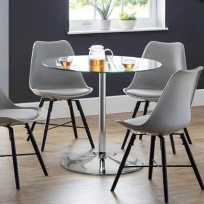 Julian Bowen Kudos Chrome And Glass Pedestal Dining Table - Image 8