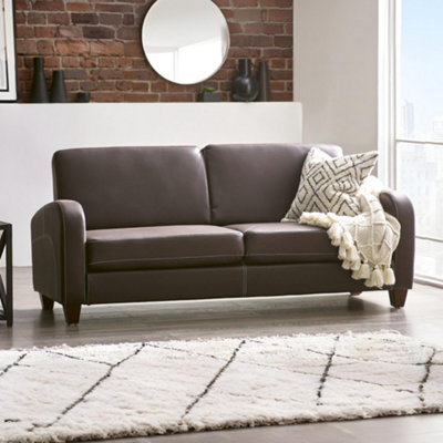 B&Q -  Vivo Upholstered 3 Seater SofaChestnut Brown Faux Leather