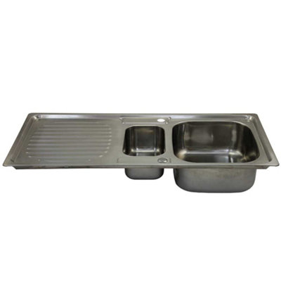 Kitchen Sinks 1.5 Bowl Stainless Steel Kitchen Sink Reversible Double Basin 5060225630098 - Image 4