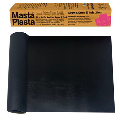 Mastaplasta Instant Self-Adhesive Leather Repair PatchBlack 120Cm X 30Cm. Upholstery-Quality Diy Repair For SofasCar Seats from B&Q