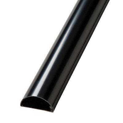 D-Line Black Semi-Circle Trunking Length (H) 25mm X (W) 50mm (D)25mm 1M from B&Q