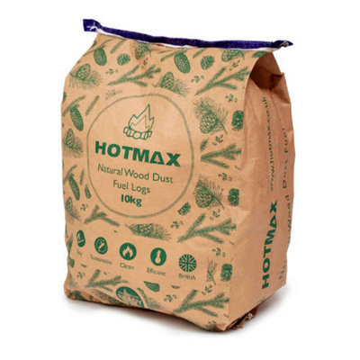 Hotmax 100% Natural Recycled Wood Dust Stove Bbq Burner Fuel High Heat Log Briquettes 1 X 10Kg from B&Q
