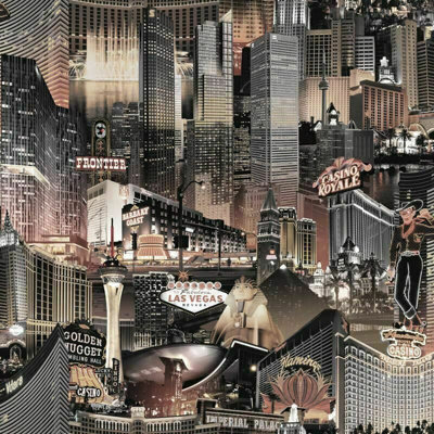Muriva Las Vegas Wallpaper City Skyline Landscape Casino Buildings Photos America Usa from B&Q