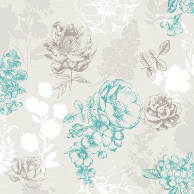 Muriva Chocolate Floral Pearl Effect Embossed Wallpaper from B&Q