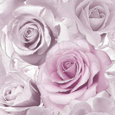 Muriva Madison Floral Glitter Amethyst Wallpaper 139522 from B&Q