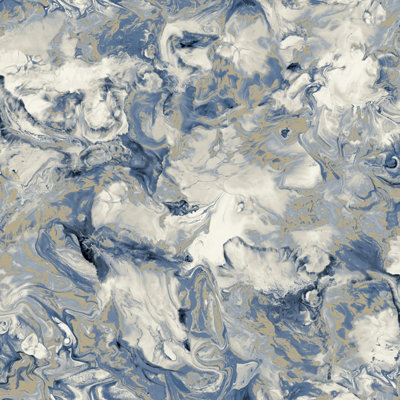 B&Q -  Elixir Marble Blue Wallpaper 166504