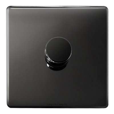 Long Life Lamps Company Led Dimmer Switch Black Nickel Screwless Finish 1 Gang Single Pole N352Gme from B&Q