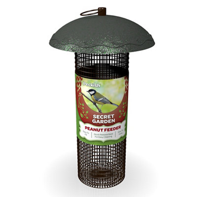 Peckish Secret Garden Steel Peanut Green Bird Feeder 0.7L from B&Q
