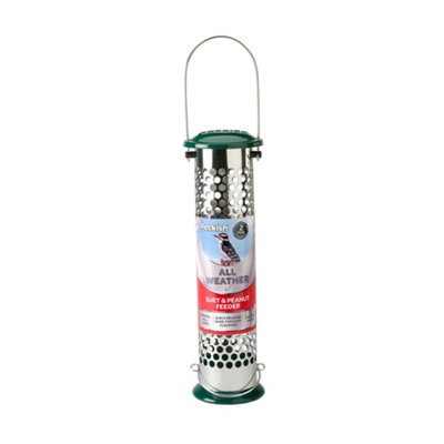 Peckish Stainless Steel Suet & Peanut All Weather Bird Feeder 0.7L Green
