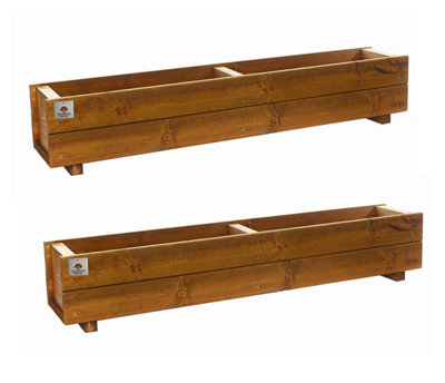 Ruddings Wood Large Wooden Trough Planters Container Plant Flower Boxes 120Cm Set Of 2 from B&Q