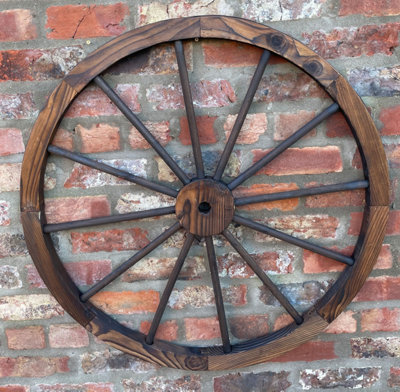 Ruddings Wood Large Rustic Garden Wooden Decorative Wagon Cart Wheel Ornament from B&Q