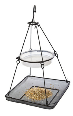 Ruddings Wood Hanging Wild Bird Feeding Station Seed Feeding Mesh Tray Dish And Water Dish Bowl from B&Q