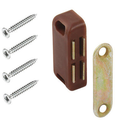 Scarfell Magnetic Catch Cupboard Door Latch Cabinet Catch Magnet Strong Brown 4Kg Pull from B&Q