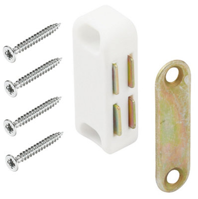 Scarfell Magnetic Catch Cupboard Door Latch Cabinet Catch Magnet Strong White 4Kg Pull from B&Q