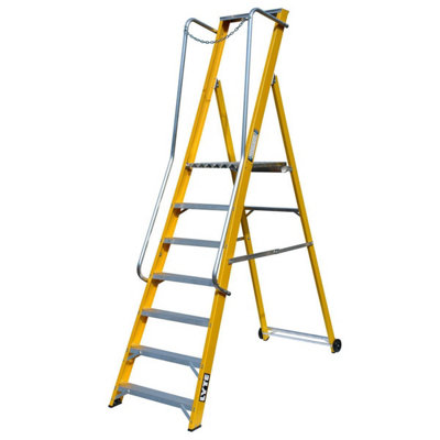 Lyte 7 Step Glass Fibre Fibreglass Wide Step Ladder With Handrails And Insulation from B&Q