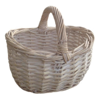 Red Hamper Red/White Hamper C047 Wicker Shopping Basket Shopper Small