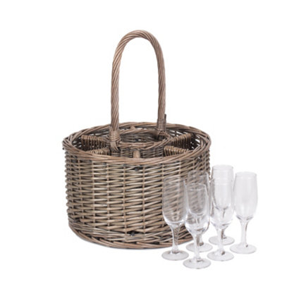 Red Hamper Db029 Wicker Special Event Basket Wine Glasses from B&Q