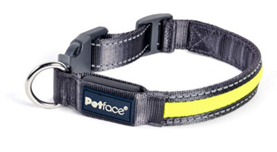 Petface Outdoor Paws Flashing Reflective Collar, Small Yellow