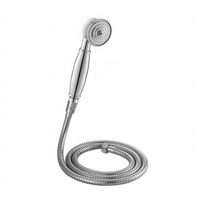 Enki Chrome Silver Modern Traditional Bathroom Solid Brass Anti-Clog Nozzles Round Flexible Handheld Shower Head Mixer & Hose Set from B&Q