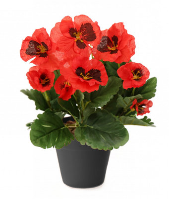 Best Artificial 30Cm Red Pansy Plug PlantPot Not Included from B&Q