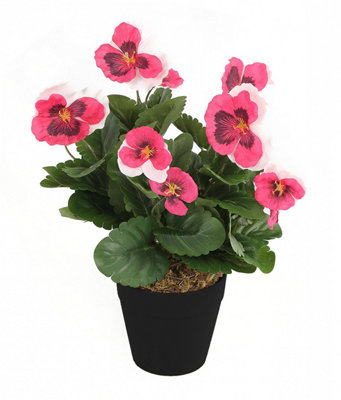 Best Artificial 30Cm Pink Pansy Plug PlantPot Not Included from B&Q