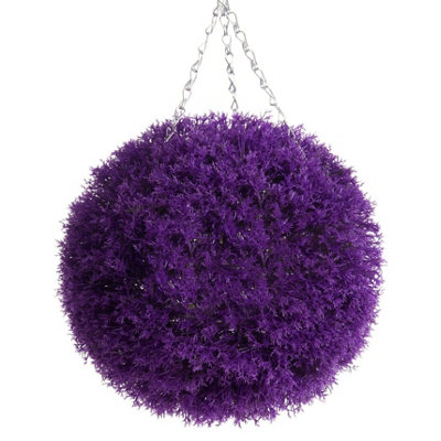 Best Artificial  28Cm Purple Heather Hanging Basket Flower Topiary BallSuitable For Outdoor UseWeather & Fade Resistant from B&Q