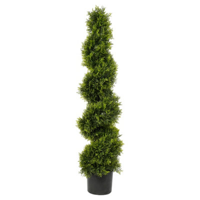 Best Artificial 4Ft120Cm Green Cedar Spiral Topiary TreeSuitable For Outdoor UseWeather & Fade Resistant from B&Q
