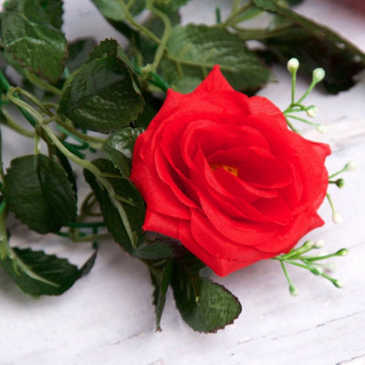 Best Artificial 7Ft Red Silk Rose Garland from B&Q