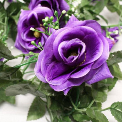 Best Artificial 7Ft Purple Silk Rose Garland DecorationPerfect From HomeOffice Or Events from B&Q