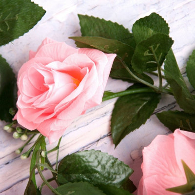 Best Artificial 7Ft Baby Pink Silk Rose Garland DecorationPerfect From HomeOffice Or Events from B&Q