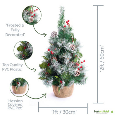 Best Artificial 2Ft60Cm Frosted Christmas Trees from B&Q