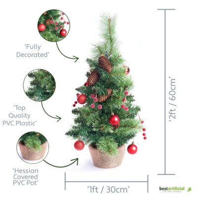Best Artificial 2Ft60Cm Red Christmas Tree from B&Q