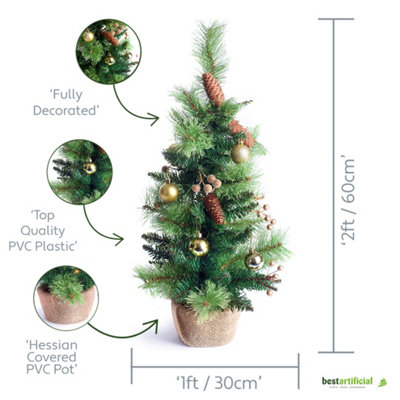 Best Artificial 2Ft60Cm Gold Christmas Tree from B&Q