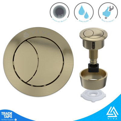 Viva Brushed Brass Toilet Push Button Dual Flush Cistern Universal Fitting 40/50/60mm from B&Q