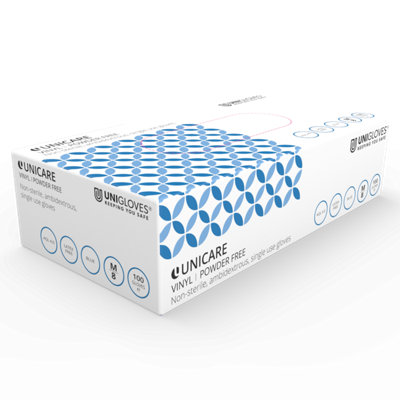 B&Q -  Unicare Blue Vinyl Box Of 100 Gloves