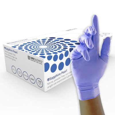 Unigloves Sapphire Pearl Box Of 100 Nitrile Gloves B&Q
