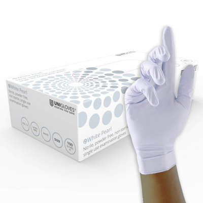B&Q -  White Pearl Box Of 100 Nitrile Gloves