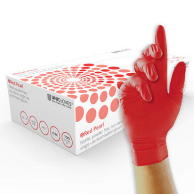 B&Q -  Red Pearl Box Of 100 Nitrile Gloves